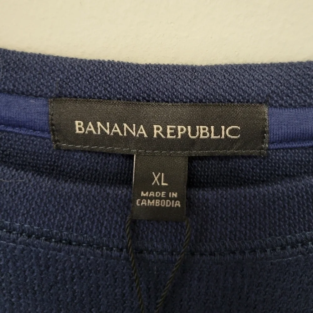 Banana Republic Waffle Knit Crew Neck Sweater Blue XL